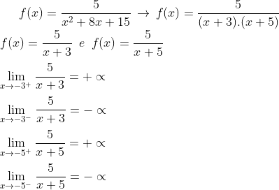 Dúvida: Gráfico da assíntota Gif.latex?f(x)=\frac{5}{x^2+8x+15}\, \to\, f(x)=\frac{5}{(x+3)